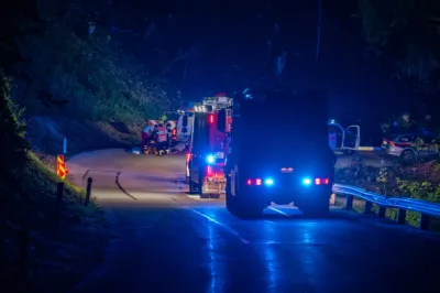 PKW stürzt über Böschung und kam knapp vor weiterem Abhang zum Stillstand - 2 Personen verletzt DSC-8081.jpg