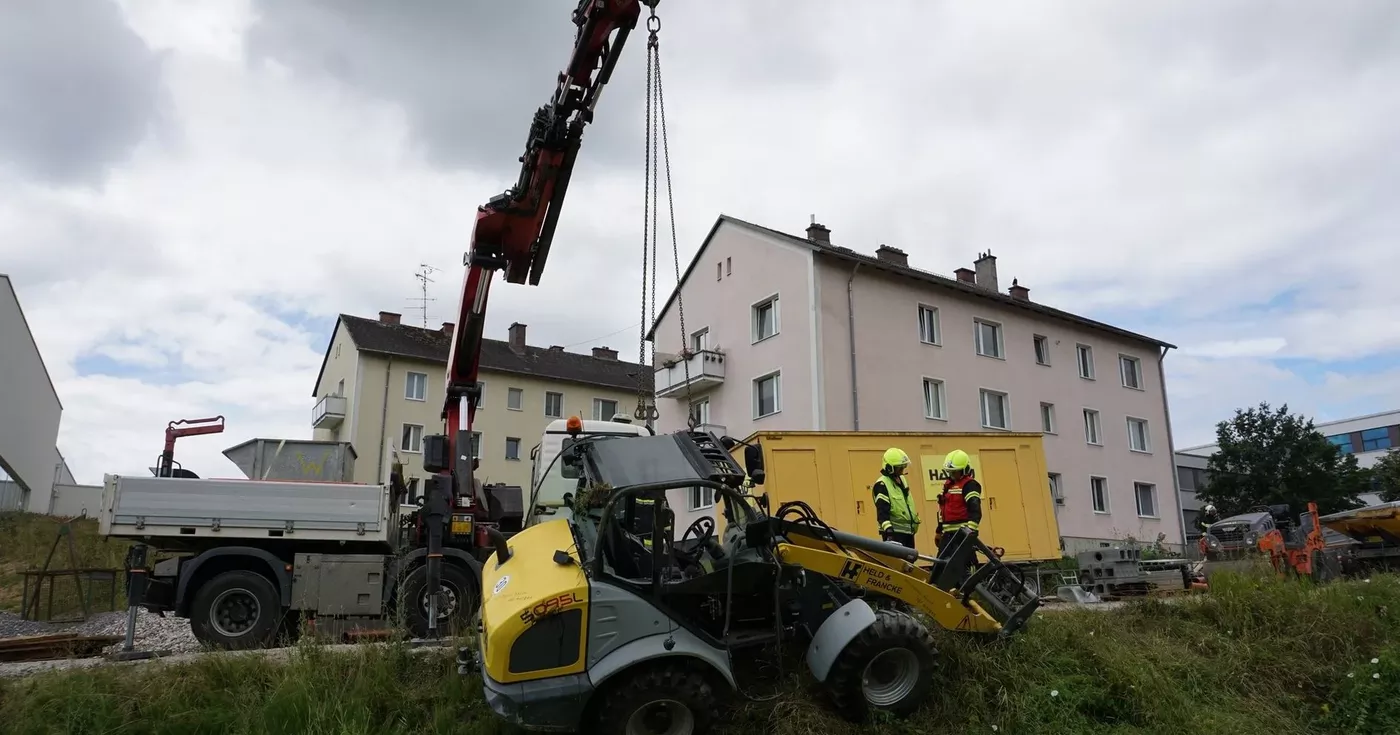 Radladerbergung auf Baustelle