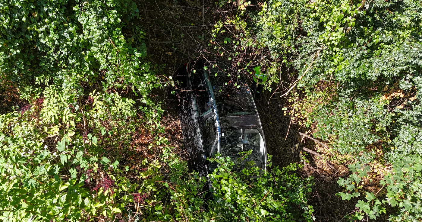 Titelbild: Unfall in Plesching: Fahrzeug stürzt in Waldstück – Fahrerin bleibt unverletzt