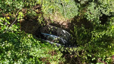 Unfall in Plesching: Fahrzeug stürzt in Waldstück – Fahrerin bleibt unverletzt PANC-202408091118-011.jpg