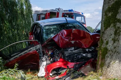 Pkw-Lenker prallte gegen Baum – Zwei Schwerverletzte Z81-9133.jpg